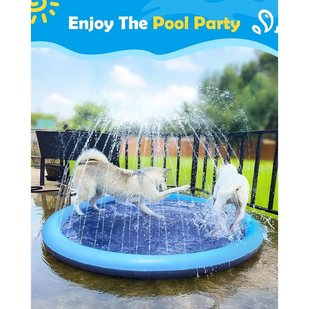 Splash Pad or Anti-Slip Dog Pool, Thickened Outdoor Water Play Mat, Summer Sprinkler Toy or Backyard (67in, Blue)