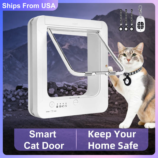 RFID Smart Cat Door With Automatic Microchip Collar Recognition