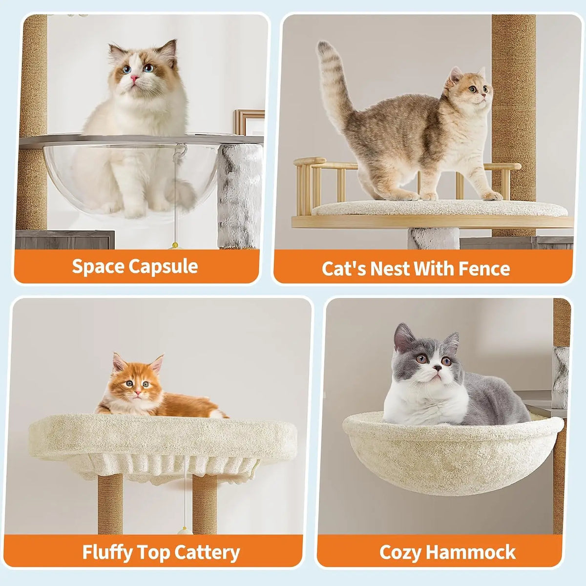 Tacleekii Cat Tree – Hidden Litter Box, Sisal Scratching Posts Multi-Level Cat Tower Soft Perch & Hammock, Ventilated Litter Cabinet, Scratching Posts For Indorr Living Room