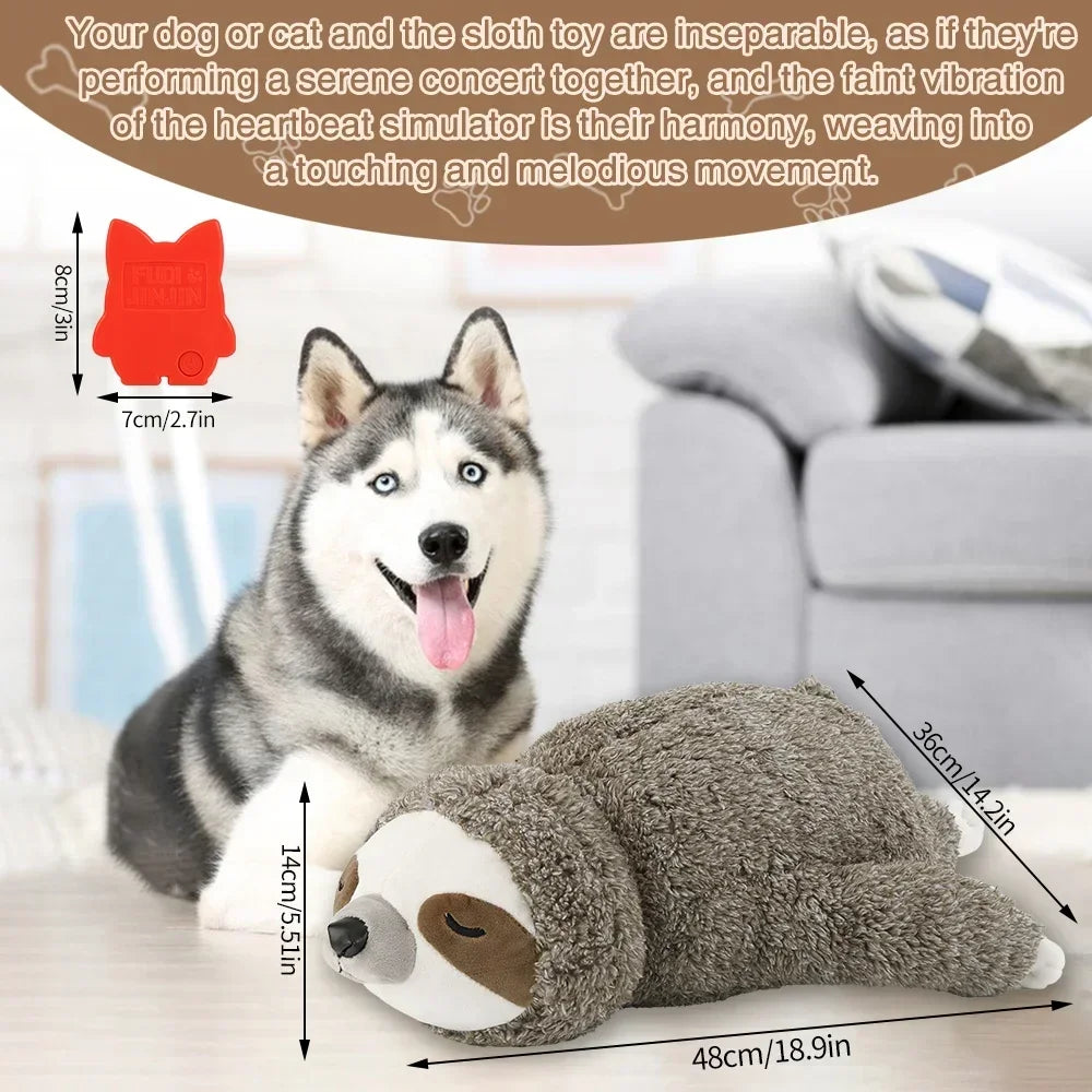 Christmas Sloth Plush Dog Toy With Heartbeat For Calming Anxiety