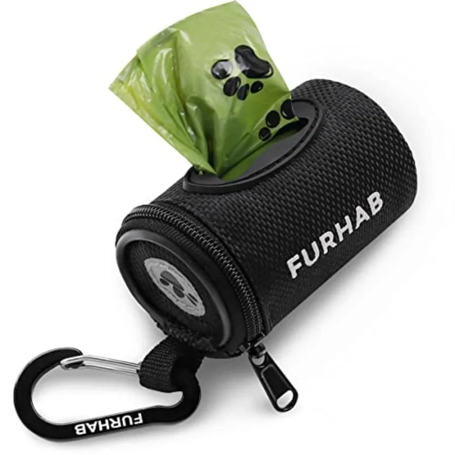 Dog Poop Bag Holder With Carabiner Clip And Nylon Dispenser