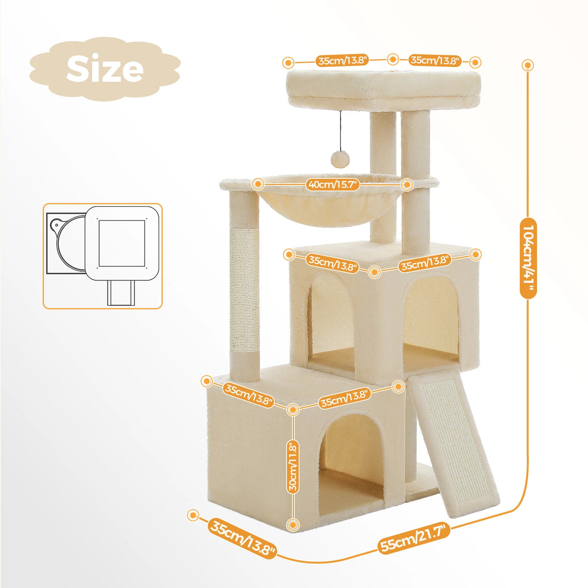 PAWZ Road Cat Tree With Condos And Sisal Scratch Pad