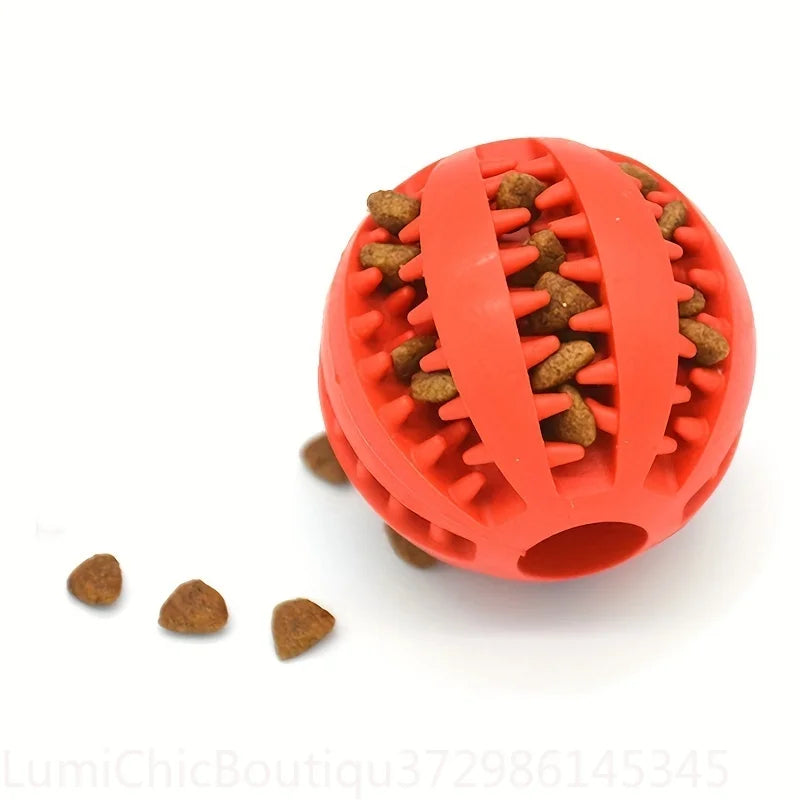 Durable Rubber Treat Dispensing Dog Ball Interactive Chew Toy