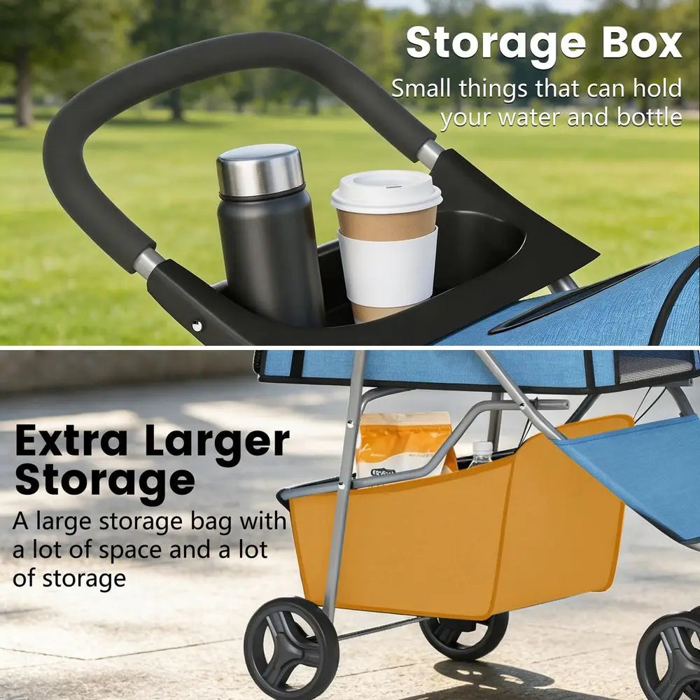 3-Wheel Pet Stroller, Dog and Cat Stroller, Breathable Mesh, Lightweight Travel Carrier, Waterproof & Foldable Design, Storage B