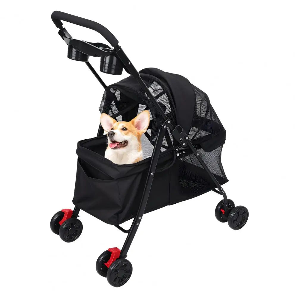 Puppy Carrier Pet Stroller With Breathable Mesh And Visible Window