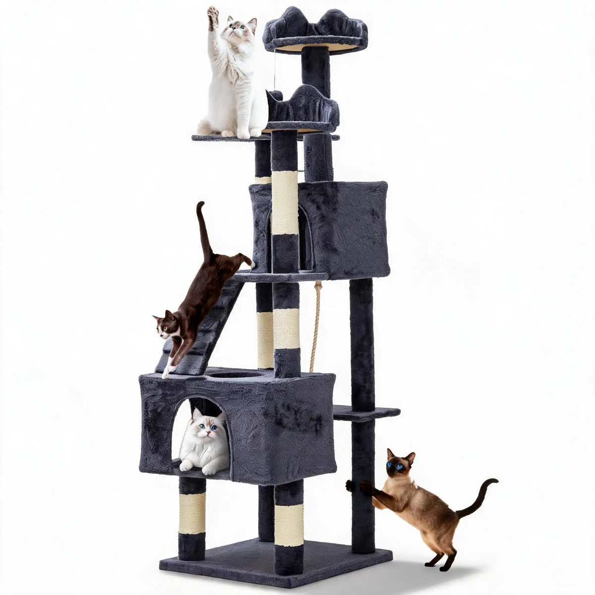 Multi Level Cat Tree Tower with Scratching Posts Condos Perches