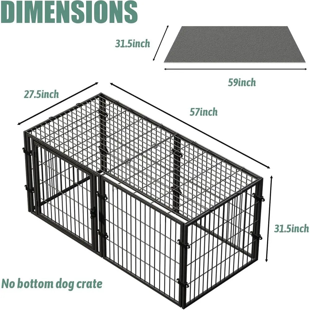 Large Dog Crate – 59 Inch Metal Kennel or Medium and Small Dogs, Sae Indoor & Outdoor XL Big Puppy Cage, Pet Playpen Yard, Dog e