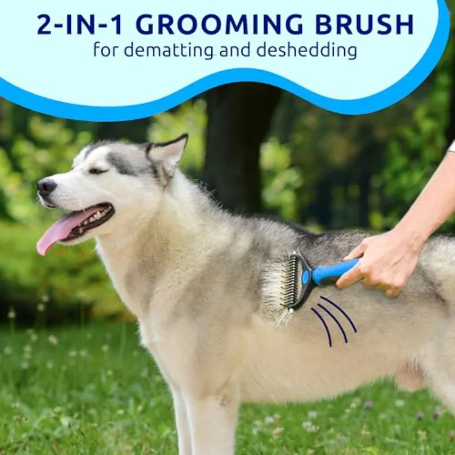 Gentle Double Sided Deshedding Brush for Cats and Dogs