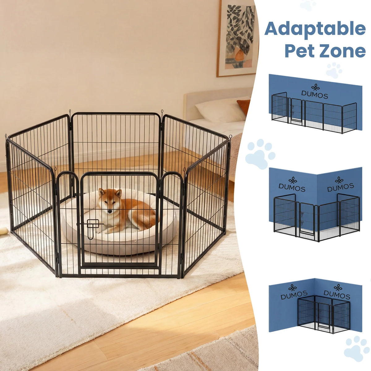 JHK Foldable Metal Dog Playpen For Indoor Outdoor Exercise