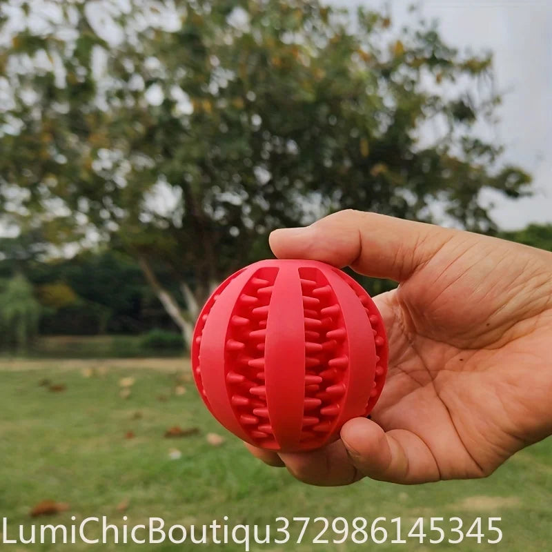 Durable Rubber Treat Dispensing Dog Ball Interactive Chew Toy