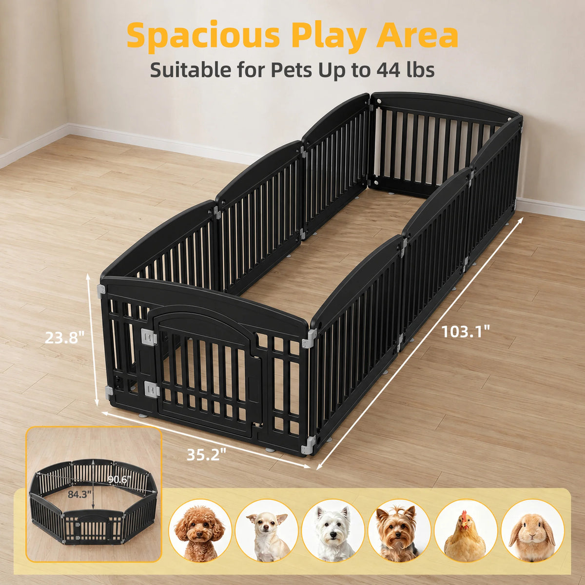 JHK Portable Plastic Dog Playpen For Indoor And Outdoor Use