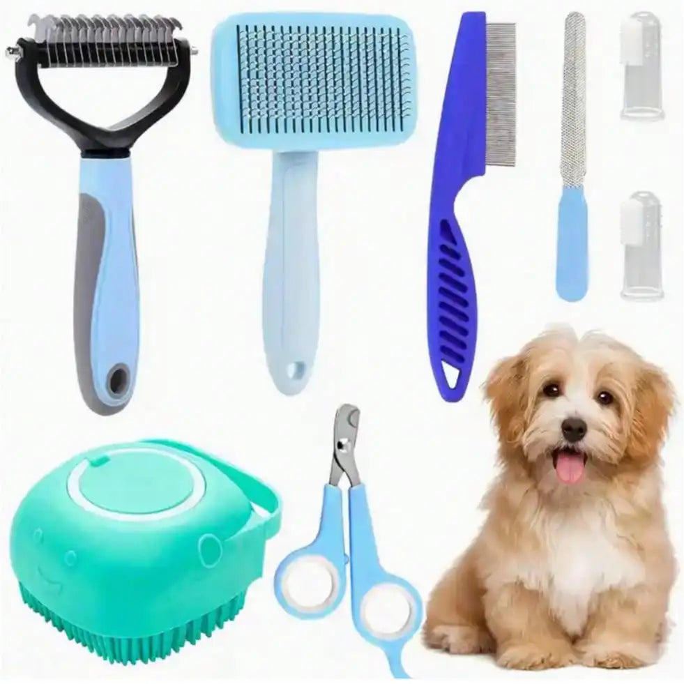 Premium Pet Grooming Kit With Nail Clippers Comb And Brushes