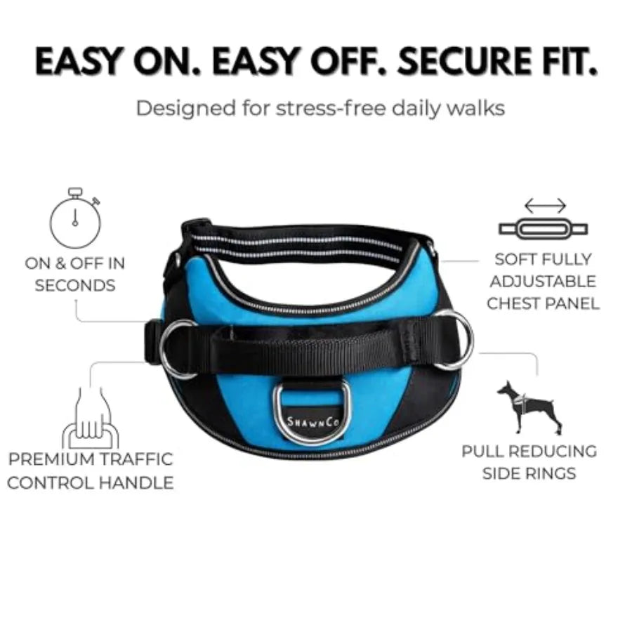 Essential Dog Harness No Pull Vest With Leash Clips Reflective Padding
