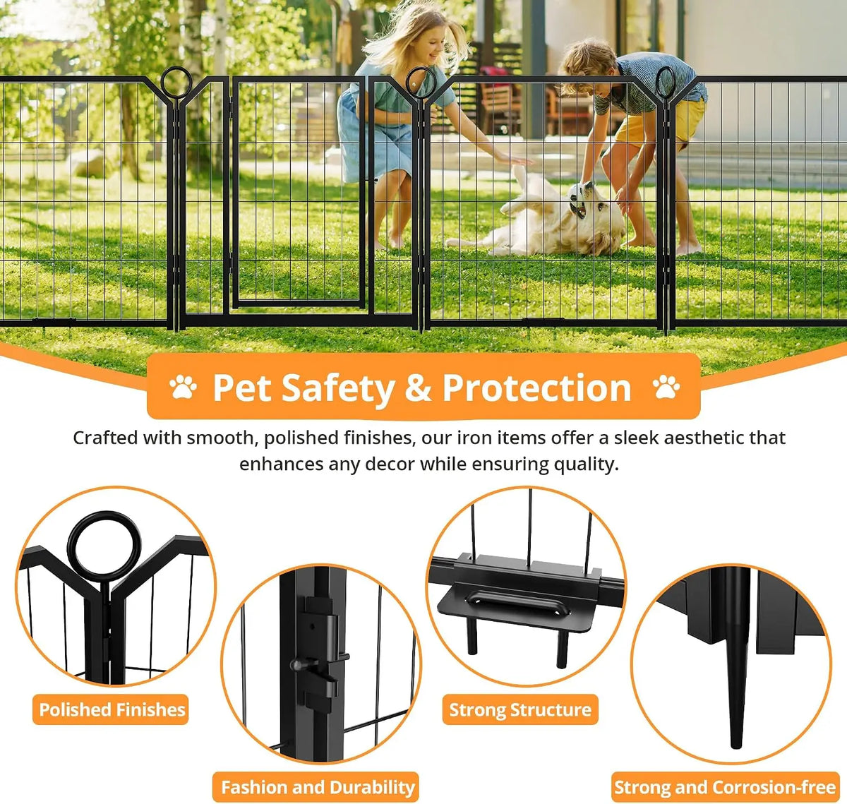 Garvee Metal Puppy Playpen With Secure Door For Indoor Outdoor Use