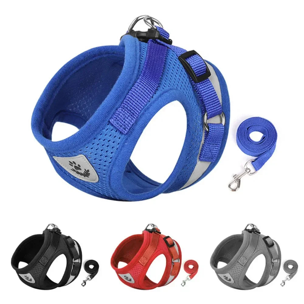 Cat Harness Leash Set Reflective Adjustable Escape Proof Mesh Vest