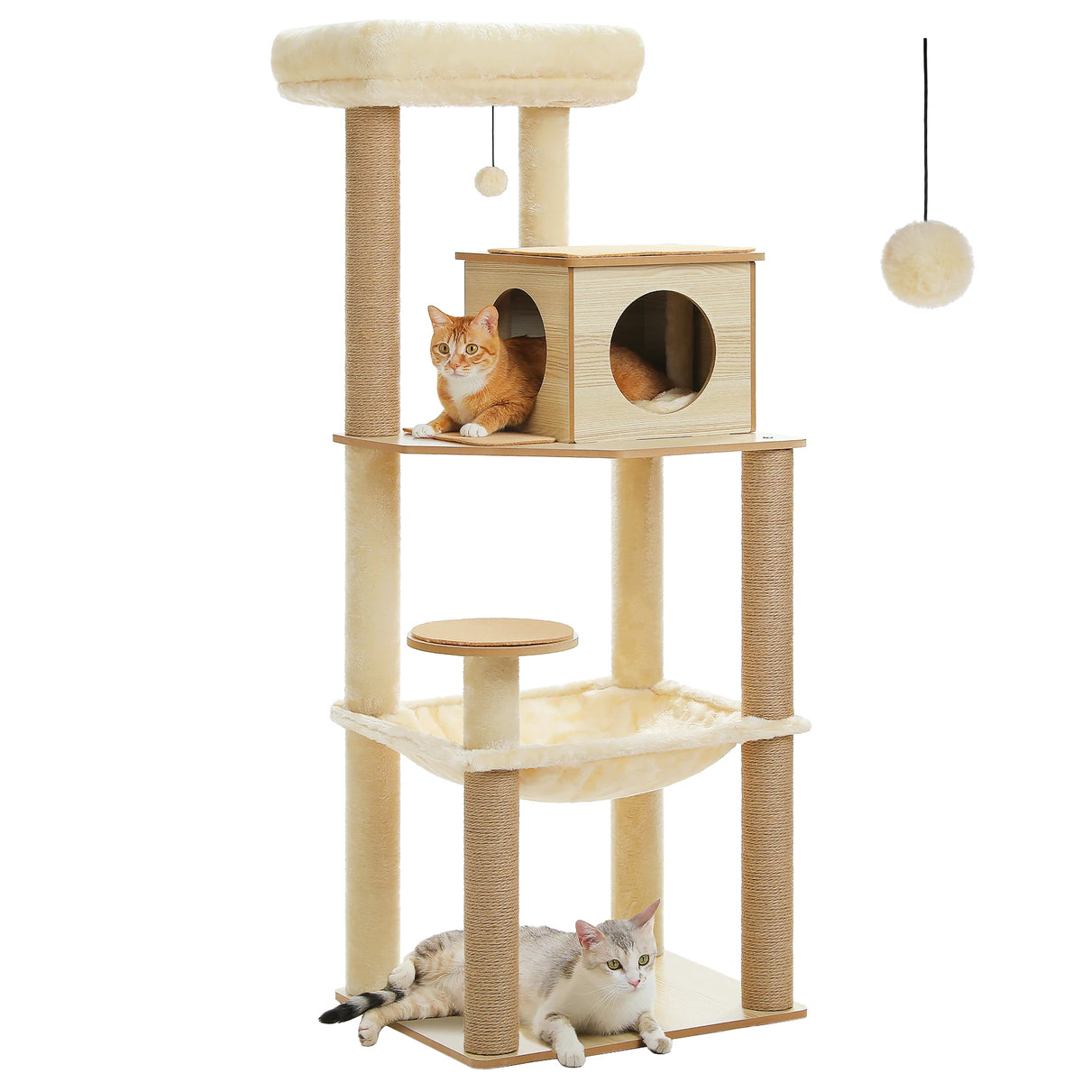PAWZ Road Wooden Cat Tree With Sisal Posts Cozy Condo