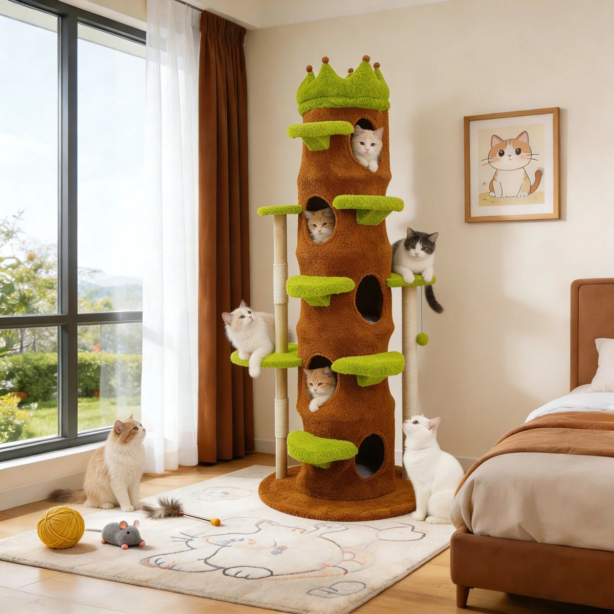 BINGOPAW Heavy Duty Cat Tree Crown Perch Sisal Scratching Posts