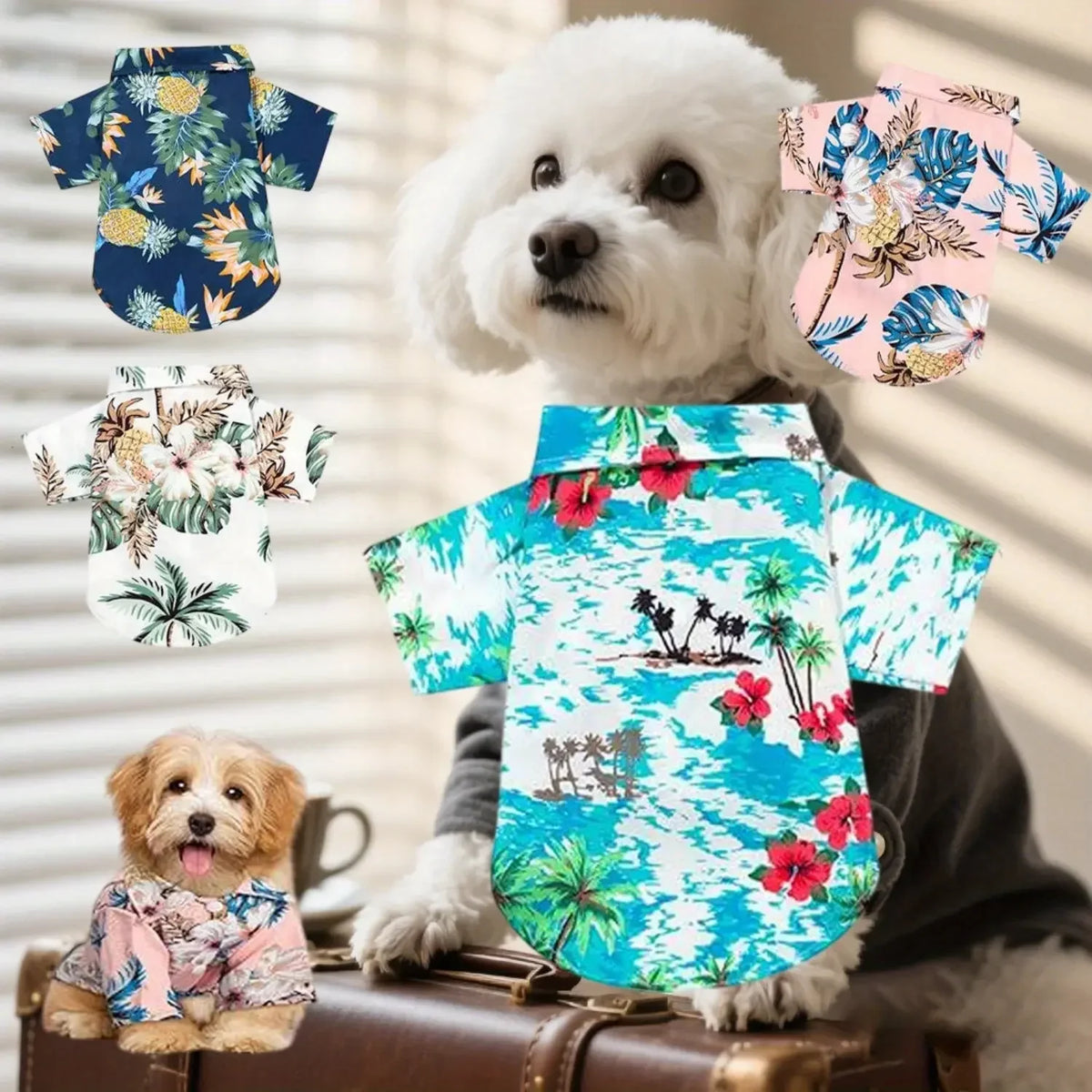 Breathable Hawaiian Floral Pet Shirts for Dogs and Cats