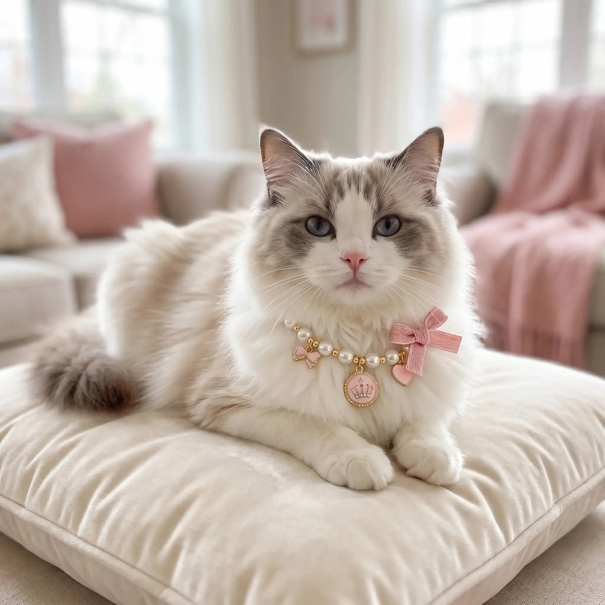Adjustable Pet Collar with Bow Pendant for Dogs and Cats