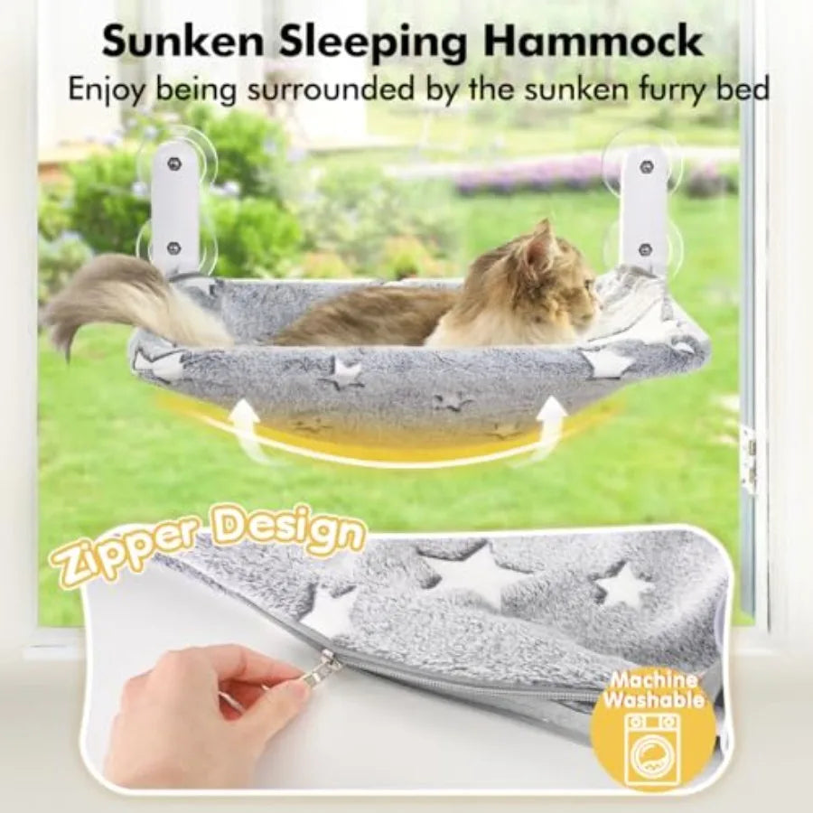 Foldable Cat Window Perch Hammock Bed With Sturdy Metal Frame