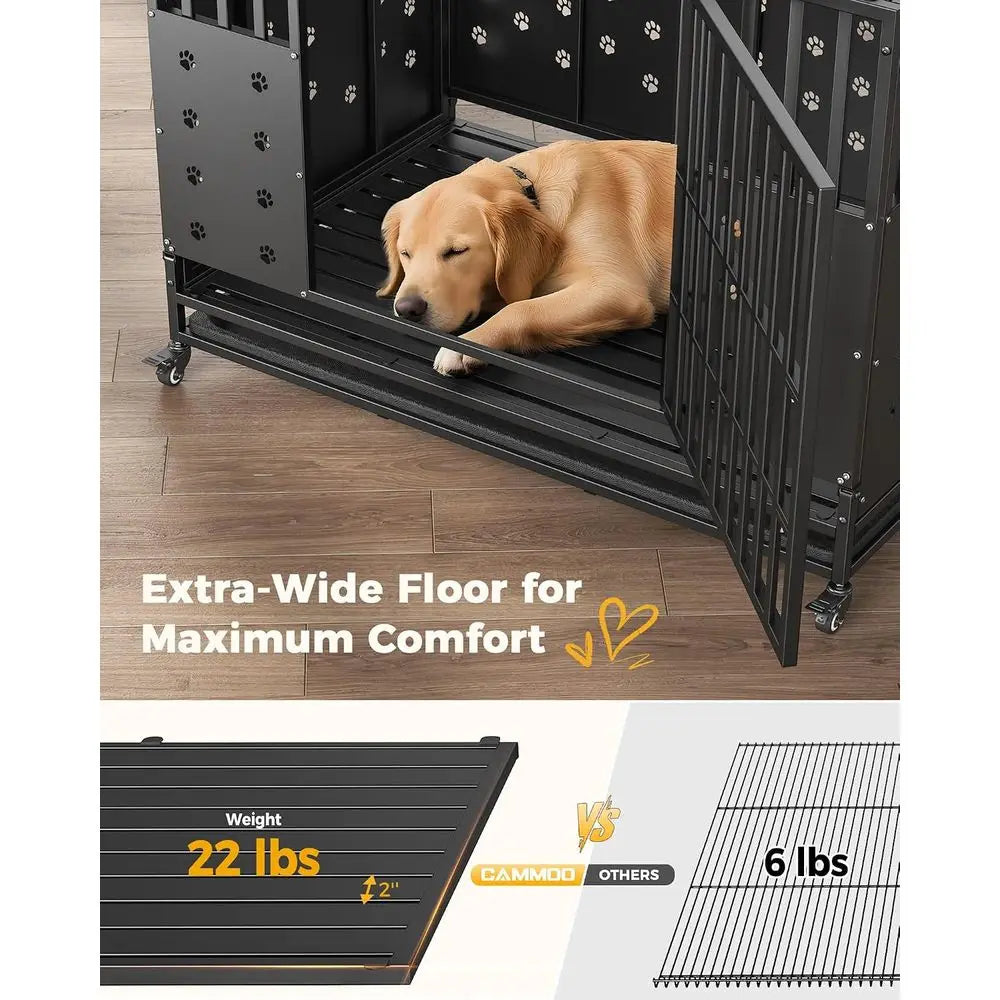 48'' Heavy Duty Dog Crate/Kennel or Large Dogs Indoor | Upgraded Chew-Proo Panels, Comort-Widened loor Panel, Adjustable Interna