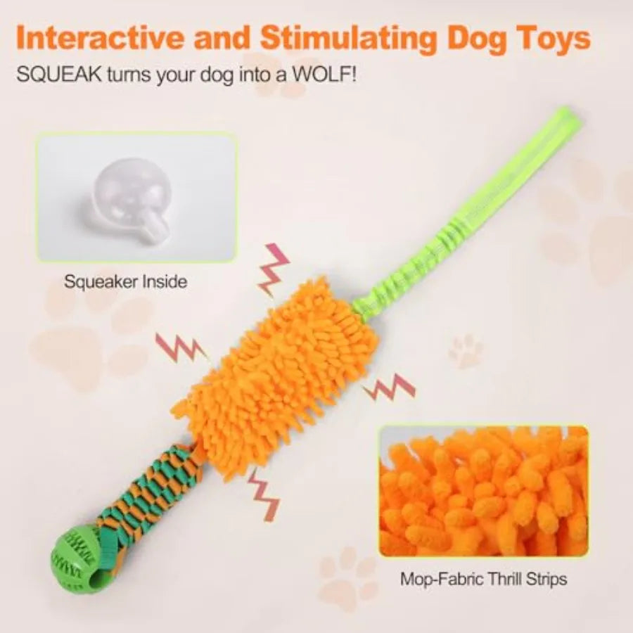 Dog Tug Toy - Interactive Dog Rope Toys, Stretchy Bungee Handle, Strong Squeak Rope Toy for Large Dogs, Puppies, Middle Dogs Or