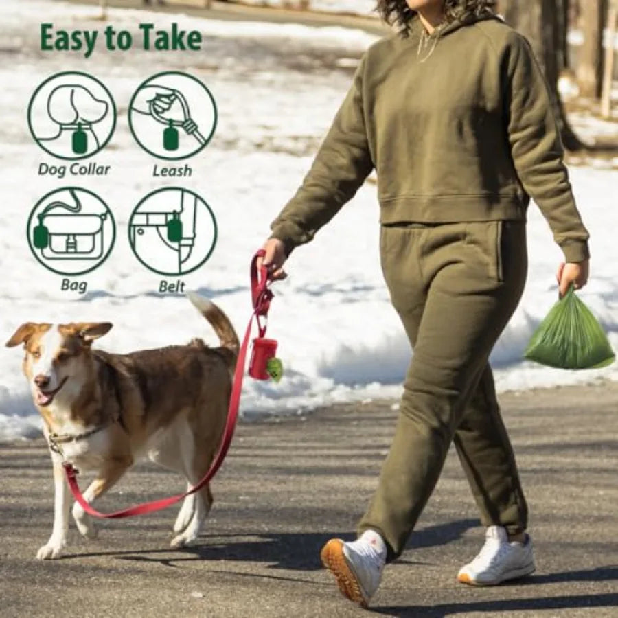 Dog Poop Bag Holder With Carabiner Clip And Nylon Dispenser