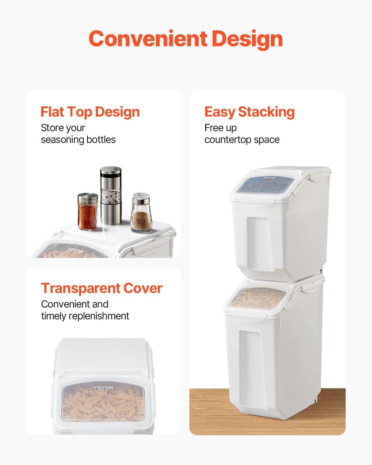 VEVOR Rice Storage Containers for Pet Food and Kitchen Grains