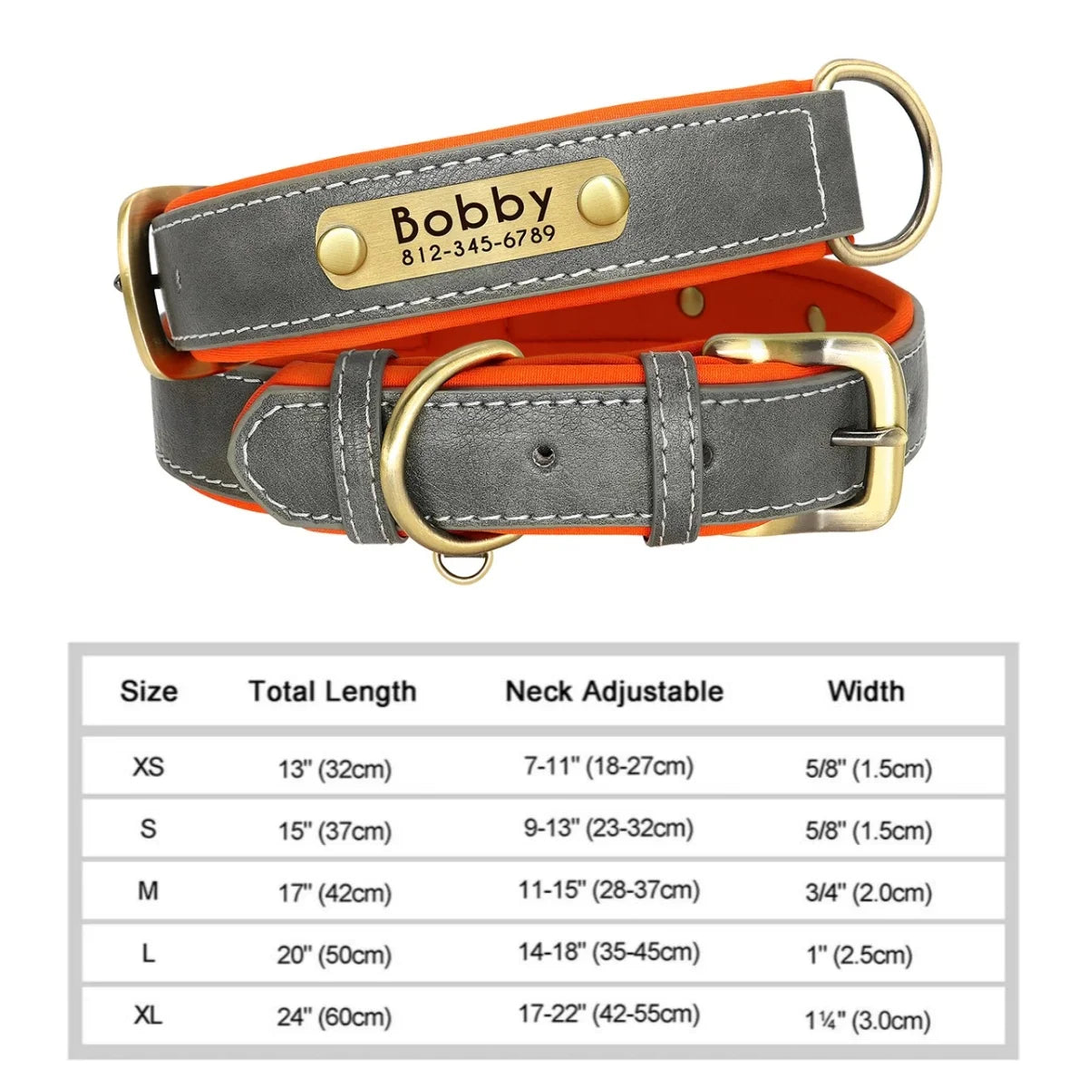 COOYOMOO Personalized Leather ID Nameplate Dog Collar With Engraving