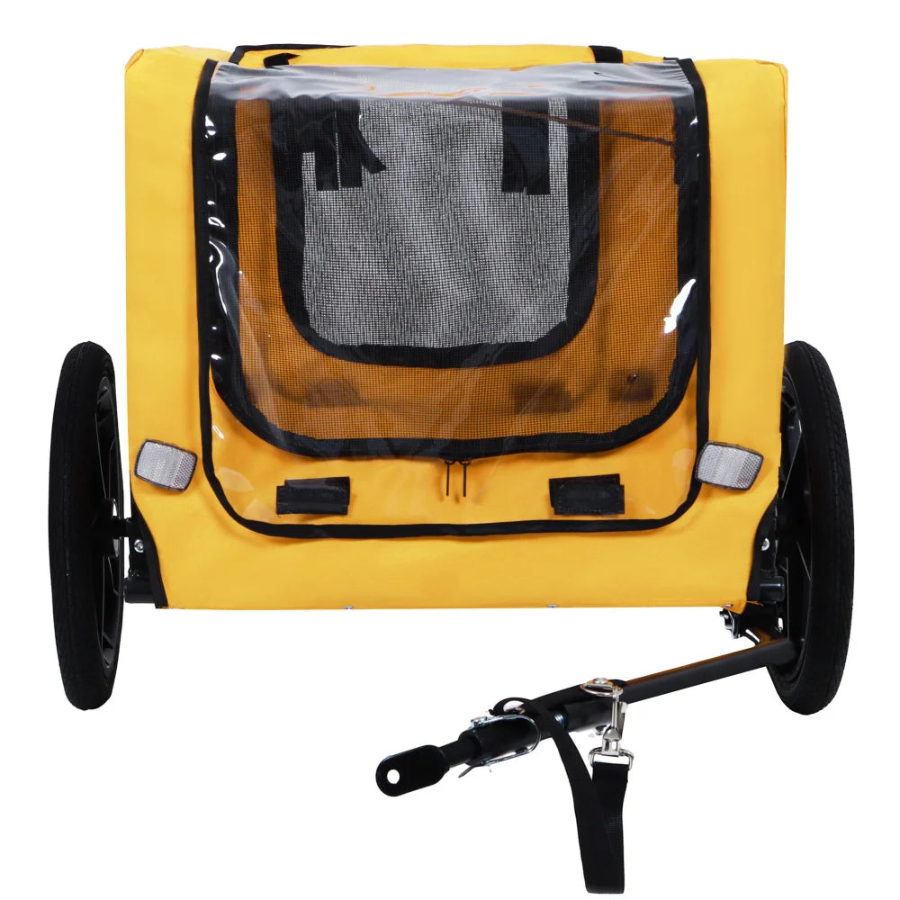 Foldable Dog Bike Trailer with Waterproof Canopy and Mesh Windows
