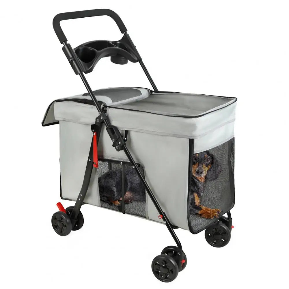 Dog Stroller With 360-degree Wheels Foldable Pet Cart 5 Ventilation Windows & Removable Tray Dog Cart For Small/Medium Dogs