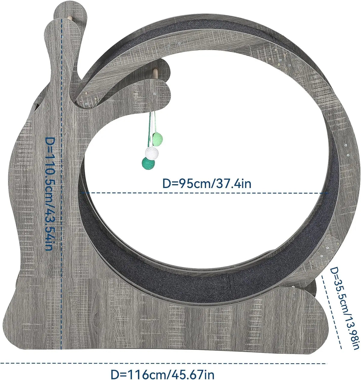 HiMISS Wooden Cat Exercise Wheel with Sisal Scratching Surface