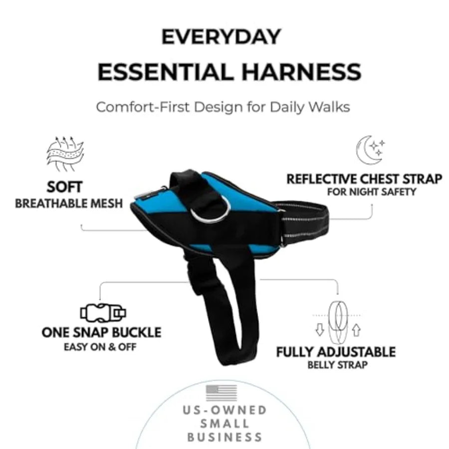 Essential Dog Harness No Pull Vest With Leash Clips Reflective Padding
