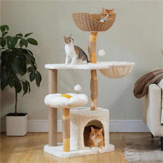 PAWZ Road Modern Cat Tree With Condo Hammock Scratching Post