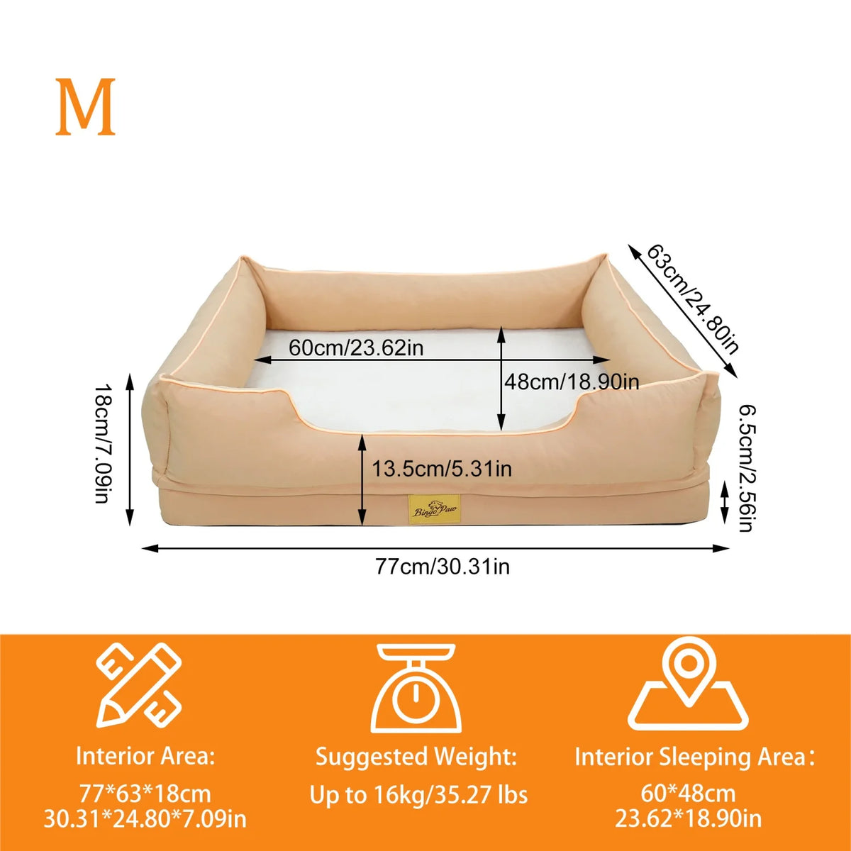 M/L/XL/2XL/3XL Orthopedic Dog Beds Oxford Bolster Foam Base Pet Dogs Couch Sofa Lounger Bed Waterproof Lining Removable Cover