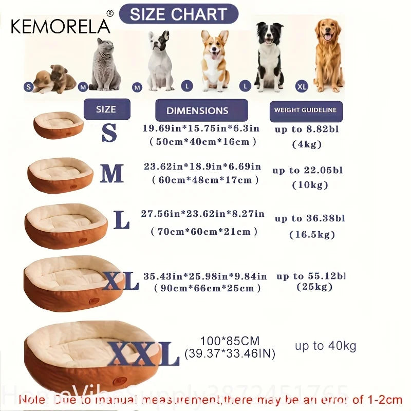 Plush Oval Pet Bed Thickened Machine Washable All Season Cushion