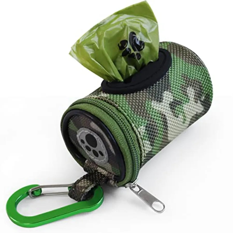 Dog Poop Bag Holder With Carabiner Clip And Nylon Dispenser