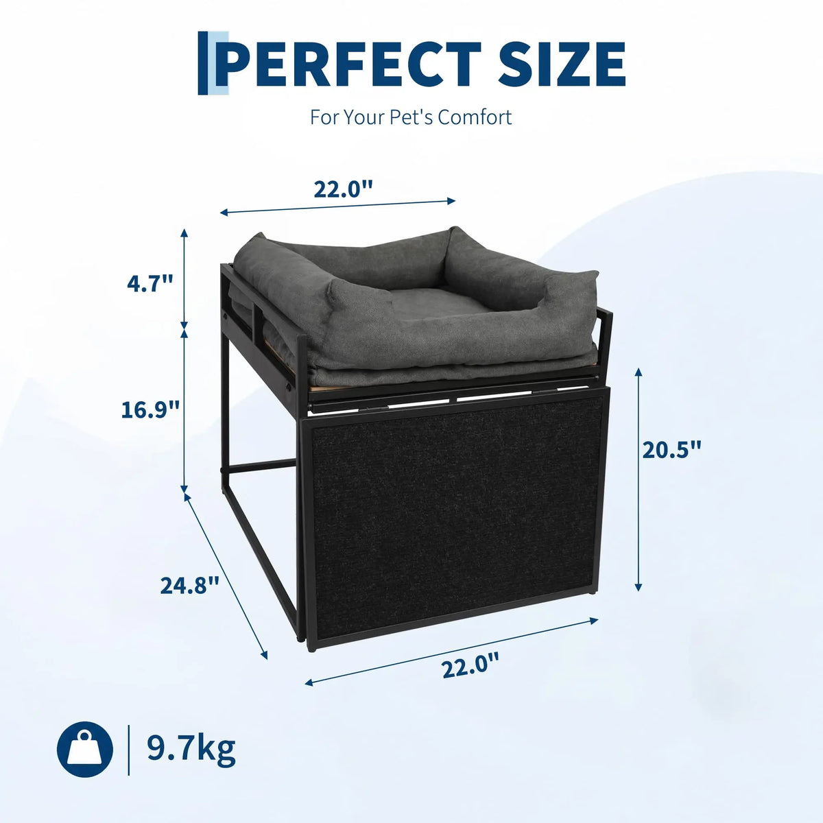 Elevated Dog Bed Ramp With Non Slip Access And Bolster Cushion