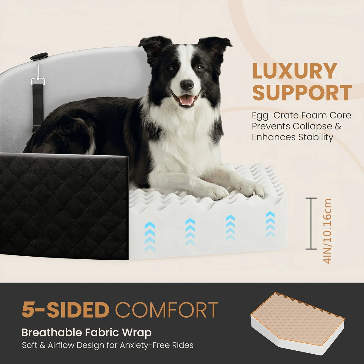 Memory Foam Dog Car Booster Seat with Cool Mat Cushion