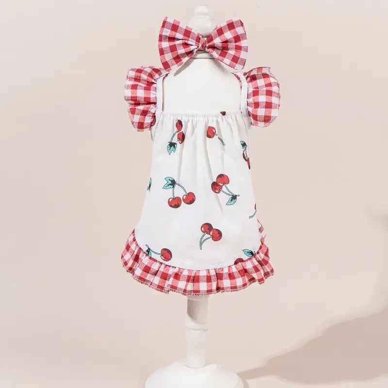 Plaid Pet Princess Dress with Bow for Dogs and Cats