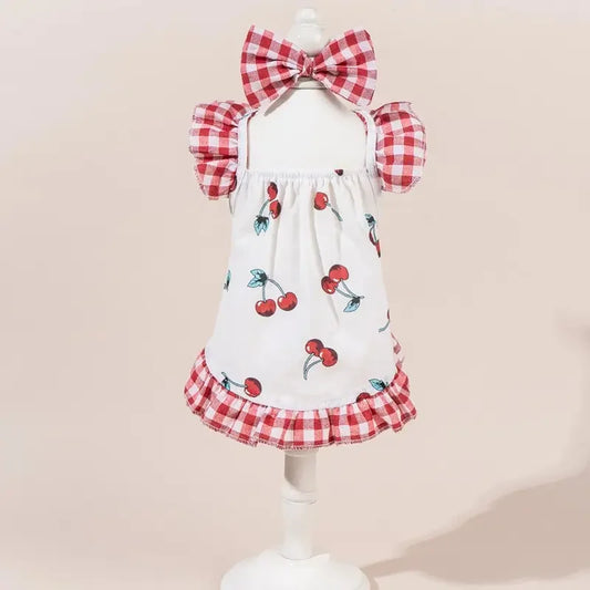 Plaid Pet Princess Dress with Bow for Dogs and Cats