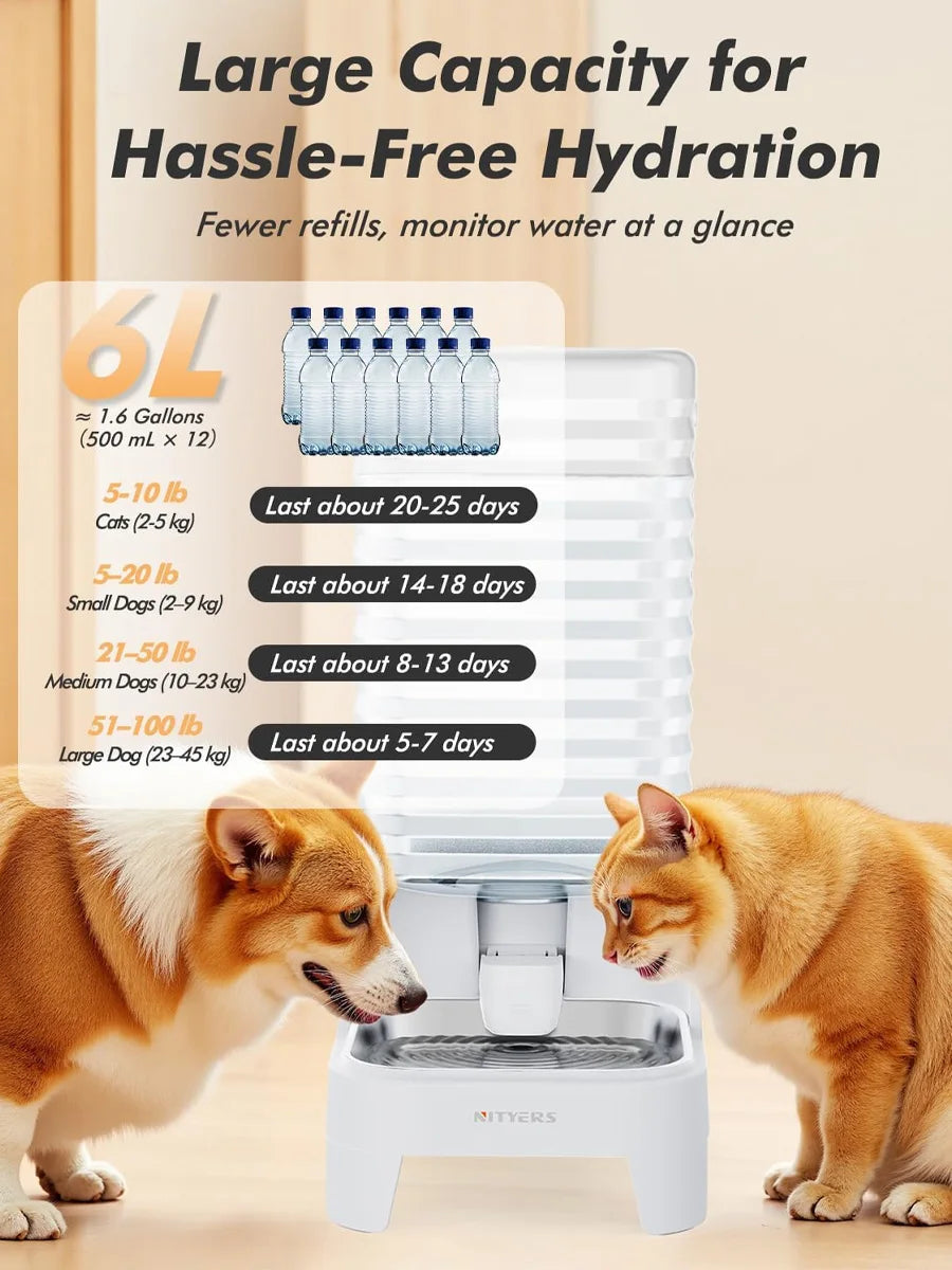 NITYERS Automatic Gravity Pet Water Dispenser With Stainless Steel Tray