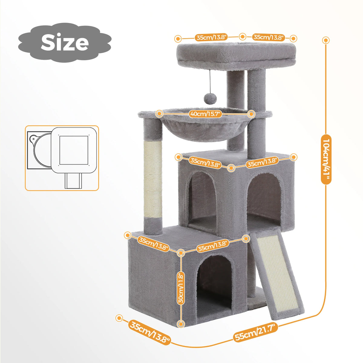 PAWZ Road Cat Tree With Condos And Sisal Scratch Pad