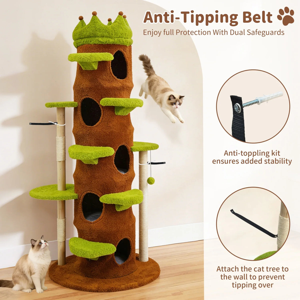 BINGOPAW Heavy Duty Cat Tree Crown Perch Sisal Scratching Posts