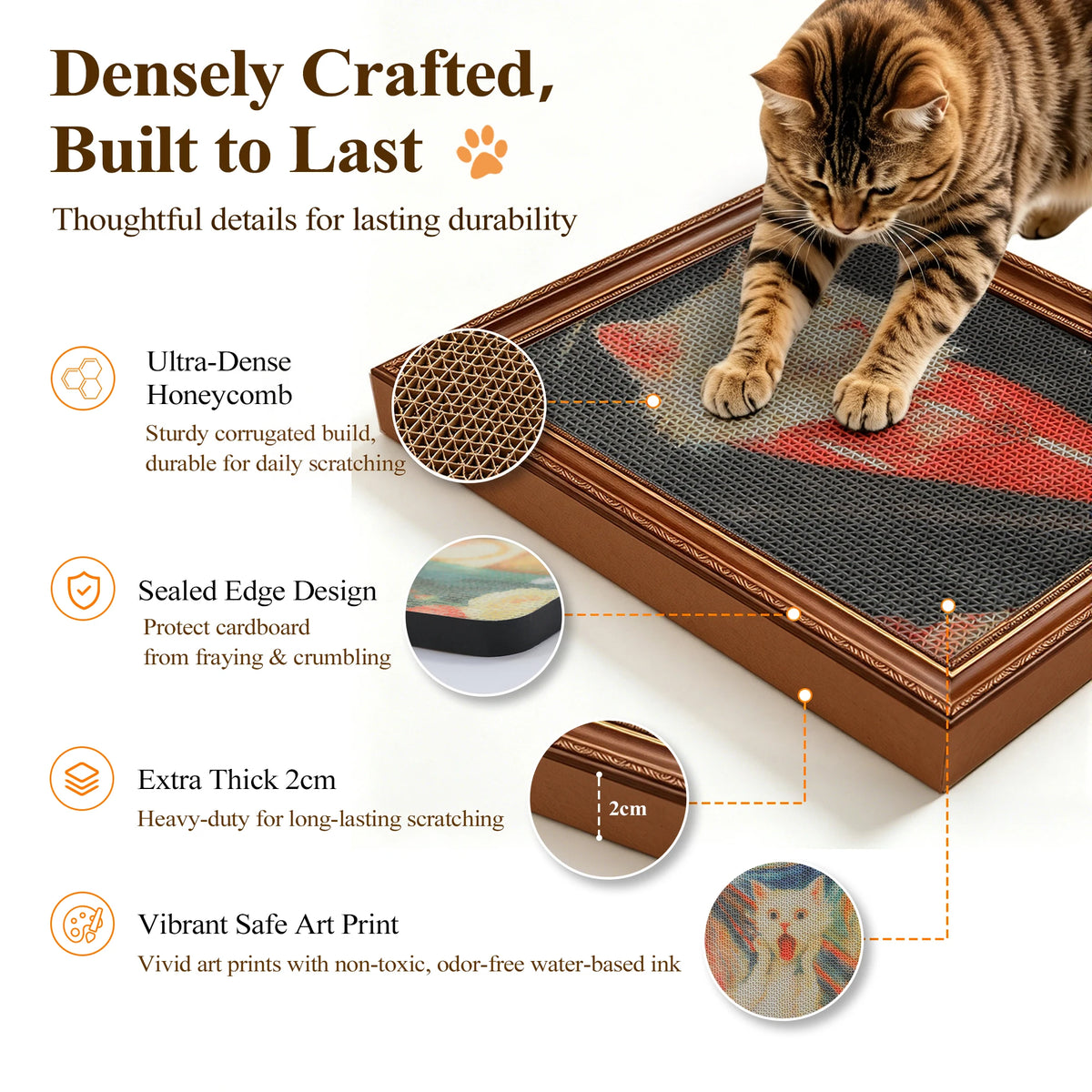 PAWZ Road Corrugated Cat Wall Scratcher Board with Adhesive Strips