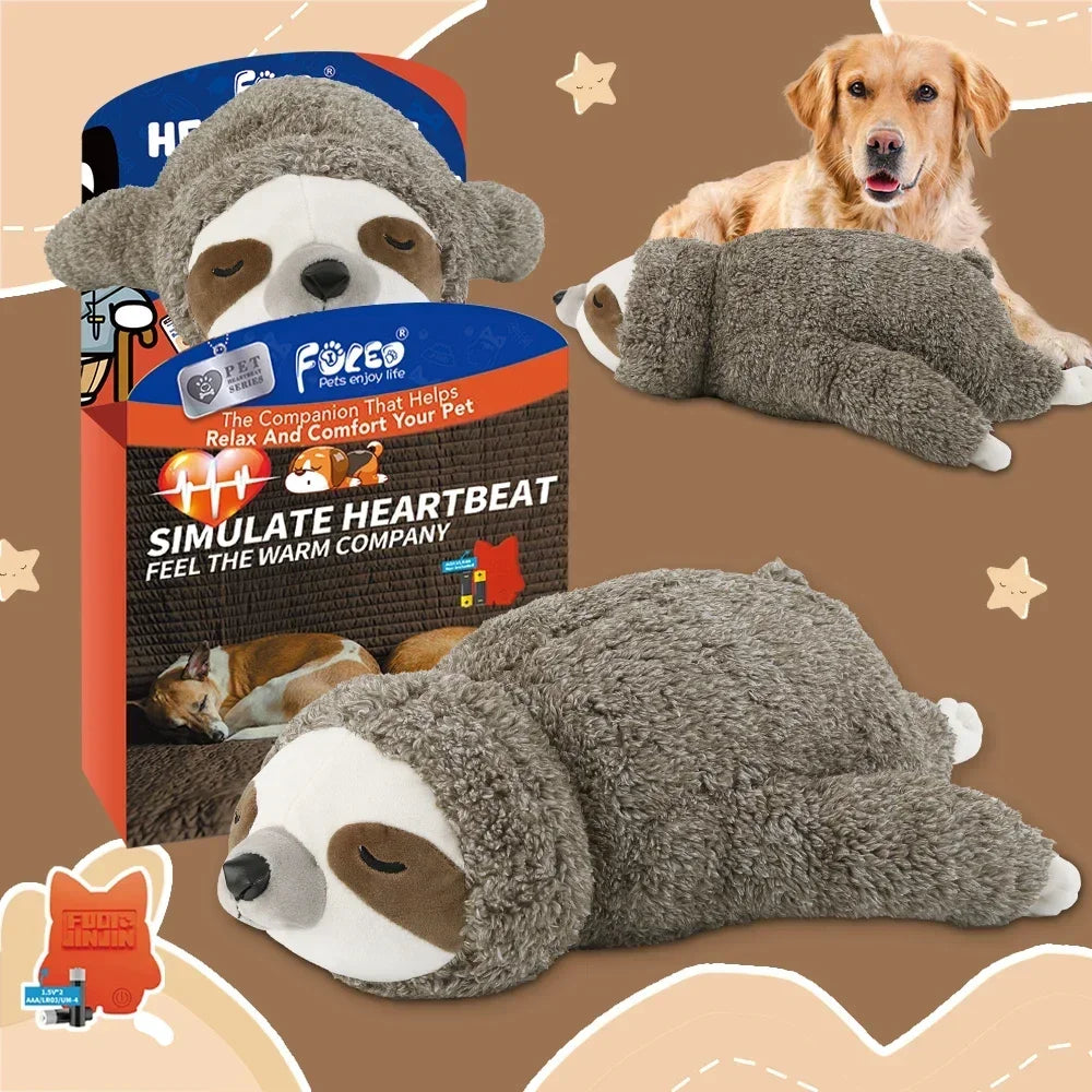 Christmas Sloth Plush Dog Toy With Heartbeat For Calming Anxiety