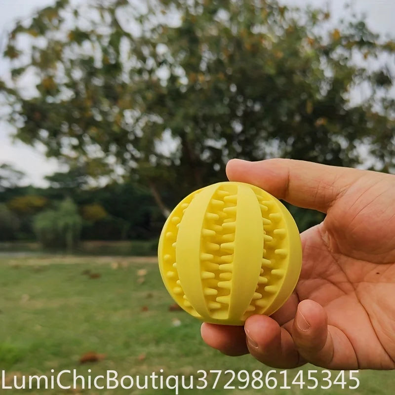 Durable Rubber Treat Dispensing Dog Ball Interactive Chew Toy