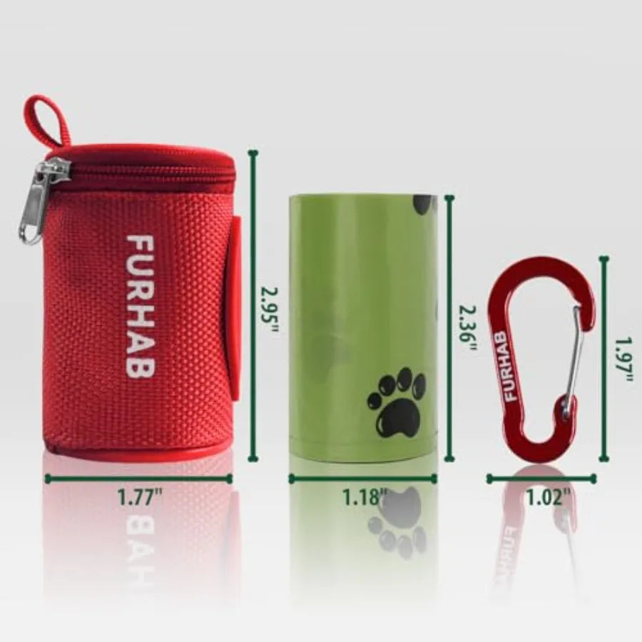 Dog Poop Bag Holder With Carabiner Clip And Nylon Dispenser