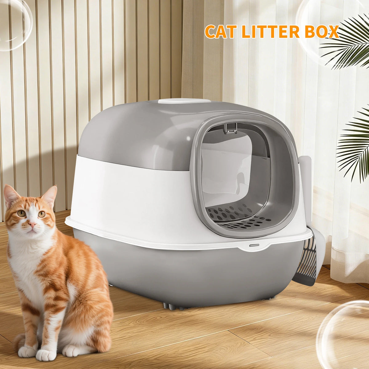 Switchable Open or Enclosed Cat Litter Box with Splash Guard