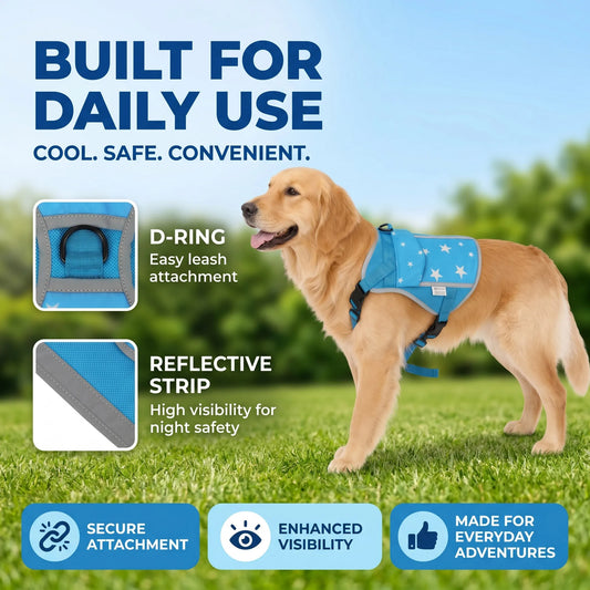 Dog Cooling Vest Harness Jacket With Freezer Cooling Packs